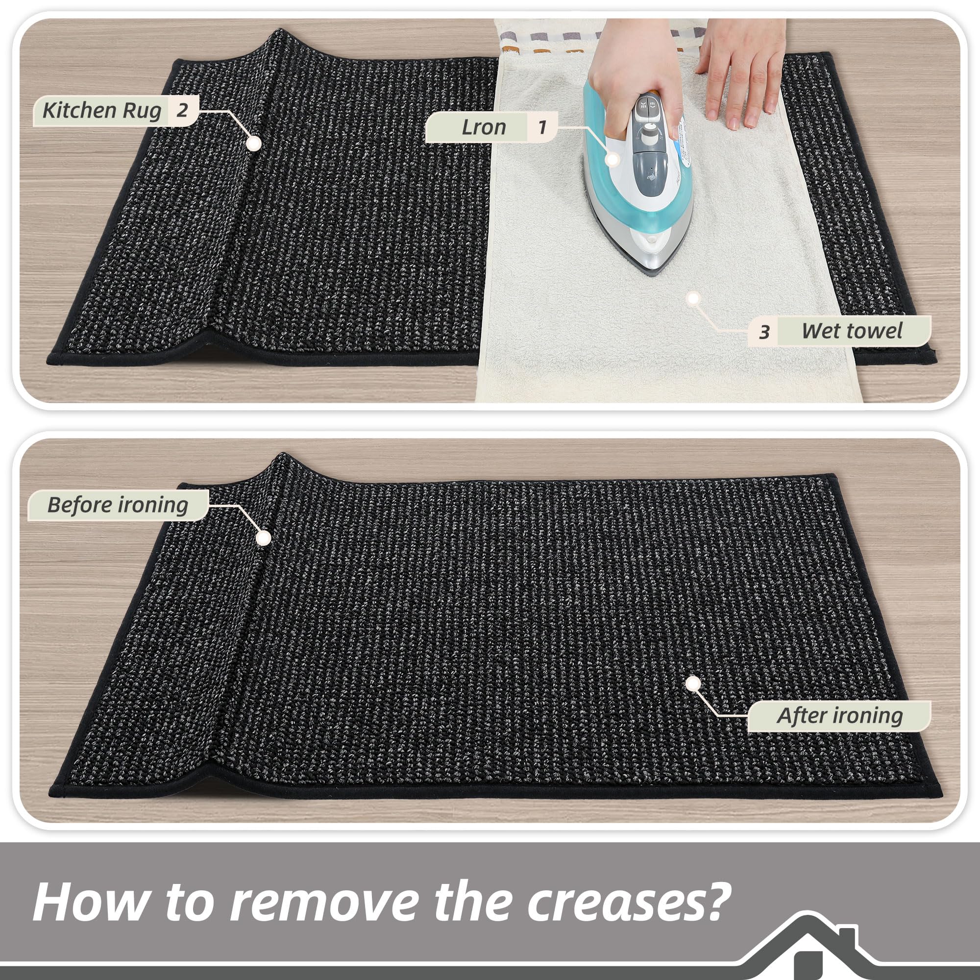 BEQHAUSE kitchen rug multi-use mat for kitchen, hallway, laundry.
