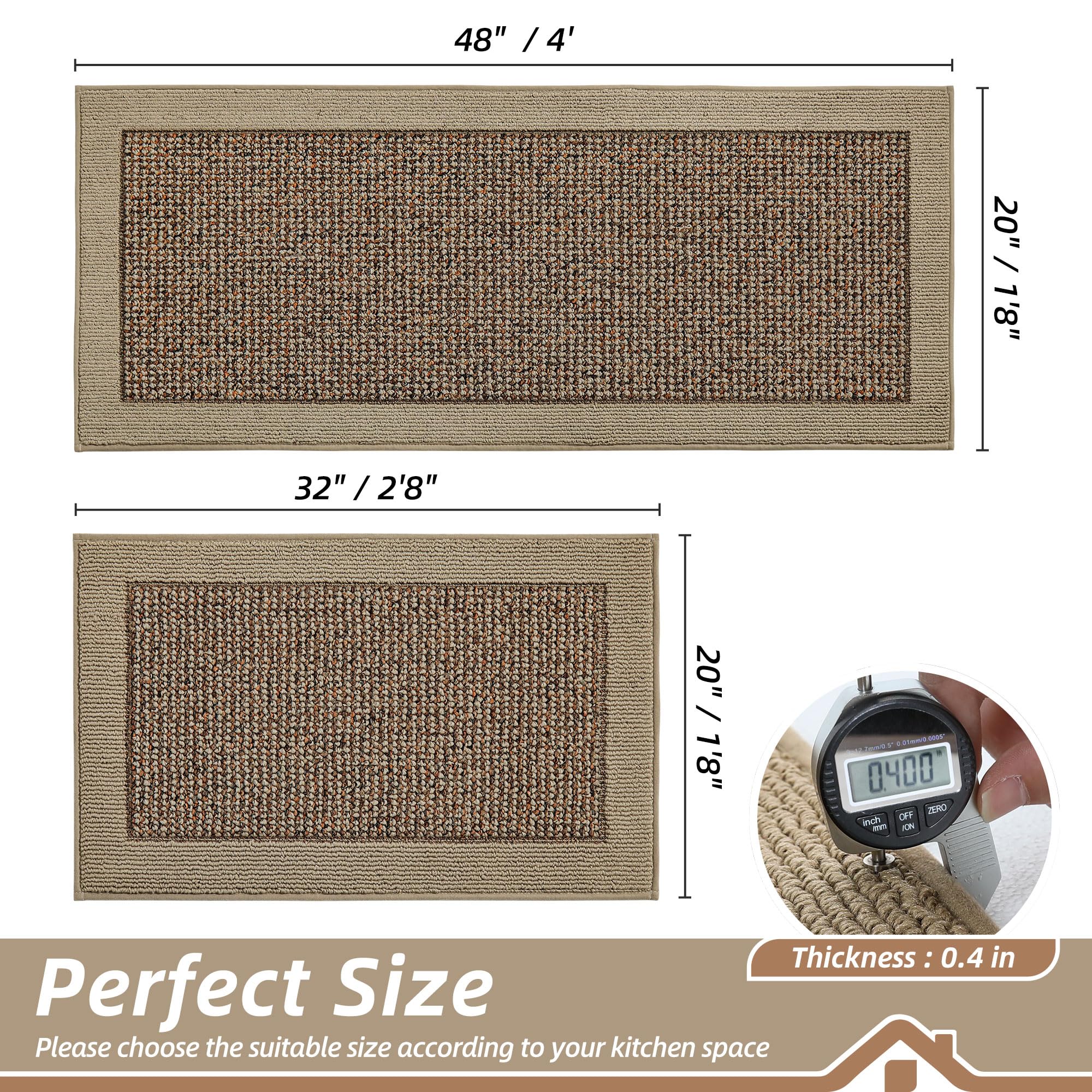 BEQHAUSE kitchen rug with non-slip backing stays in place for safe steps.