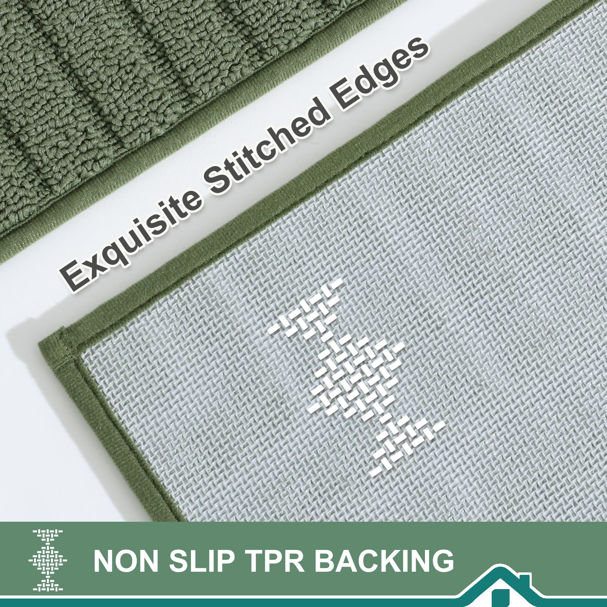 BEQHAUSE kitchen rug with TPR backing anti-slip grip on smooth surfaces