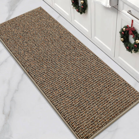 BEQHAUSE kitchen runner with absorbent fibers protects floors from spills.
