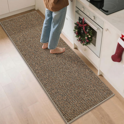 BEQHAUSE kitchen runner rug absorbs spills with dense fibers for a cleaner floor