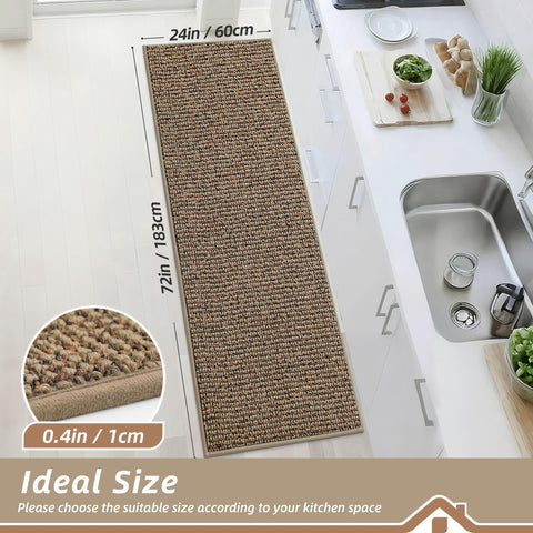 BEQHAUSE kitchen runner rug with non-slip backing helps prevent slips
