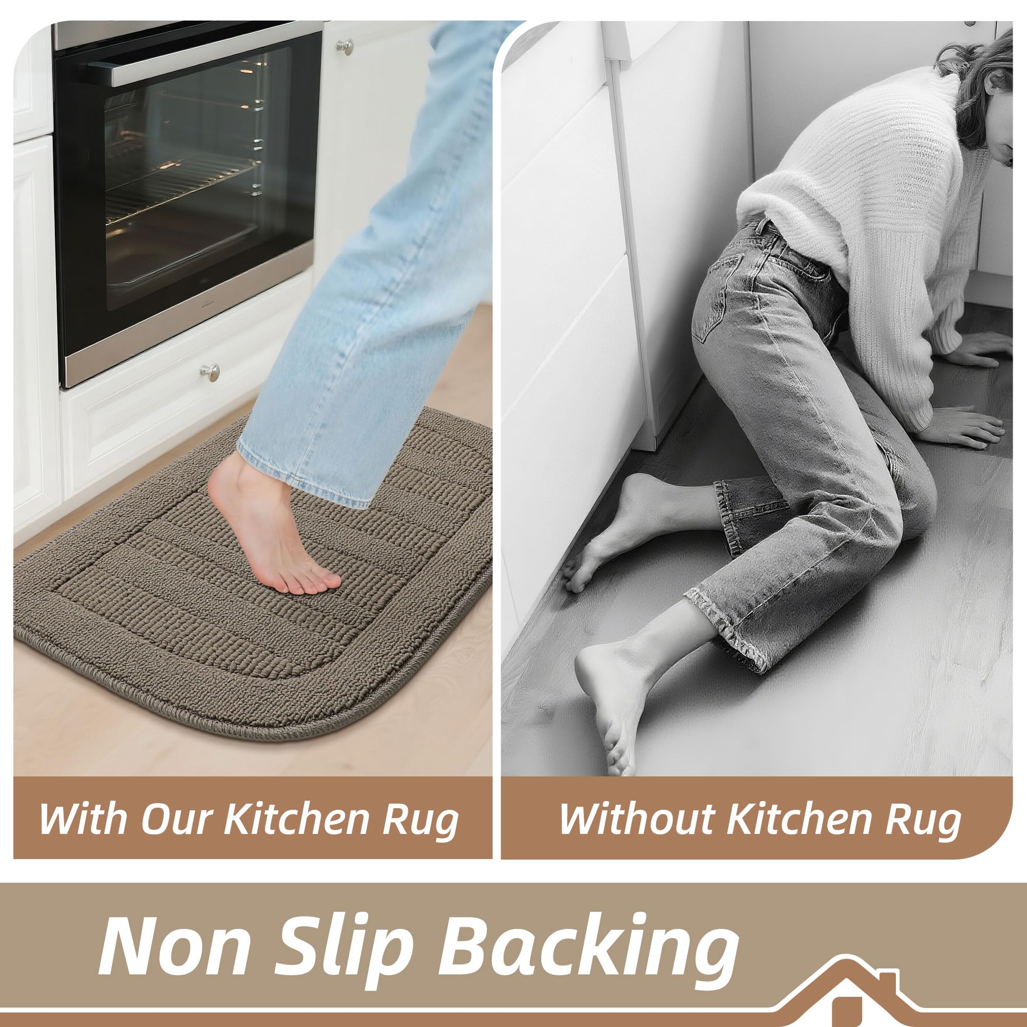 BEQHAUSE taupe kitchen mat decor blends with neutral kitchen design