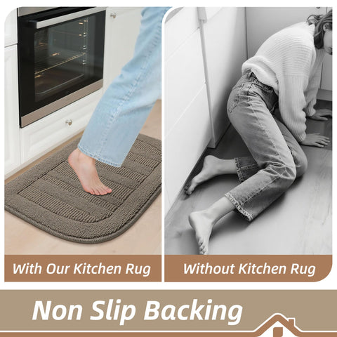 BEQHAUSE taupe kitchen mat decor blends with neutral kitchen design
