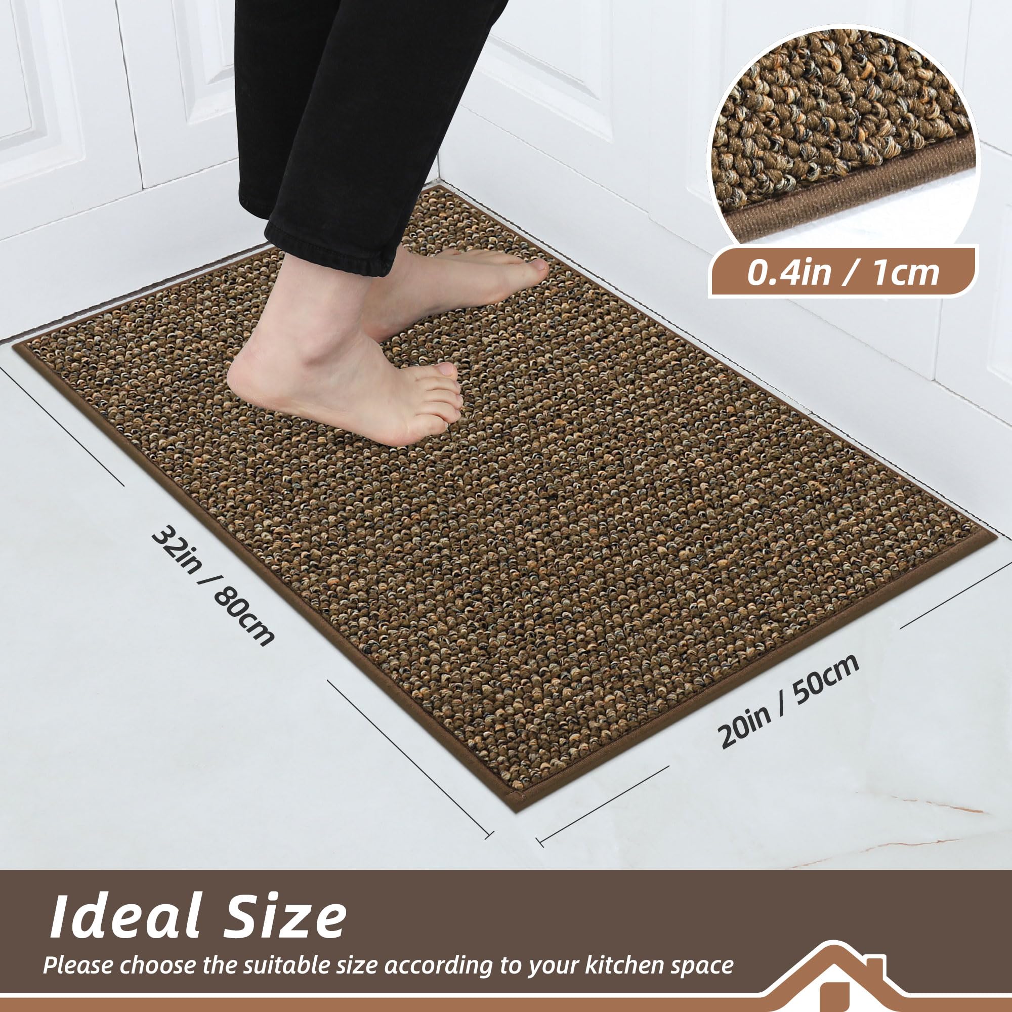 BEQHAUSE kitchen mat with non-slip backing prevents slips on floors.