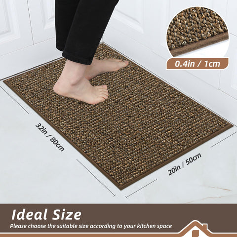 BEQHAUSE kitchen mat with non-slip backing prevents slips on floors.