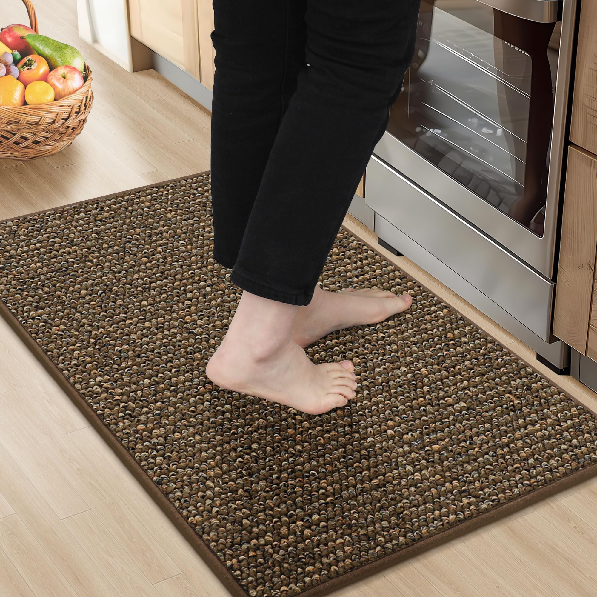BEQHAUSE kitchen rug 20x32 absorbs spills to keep floors dry.
