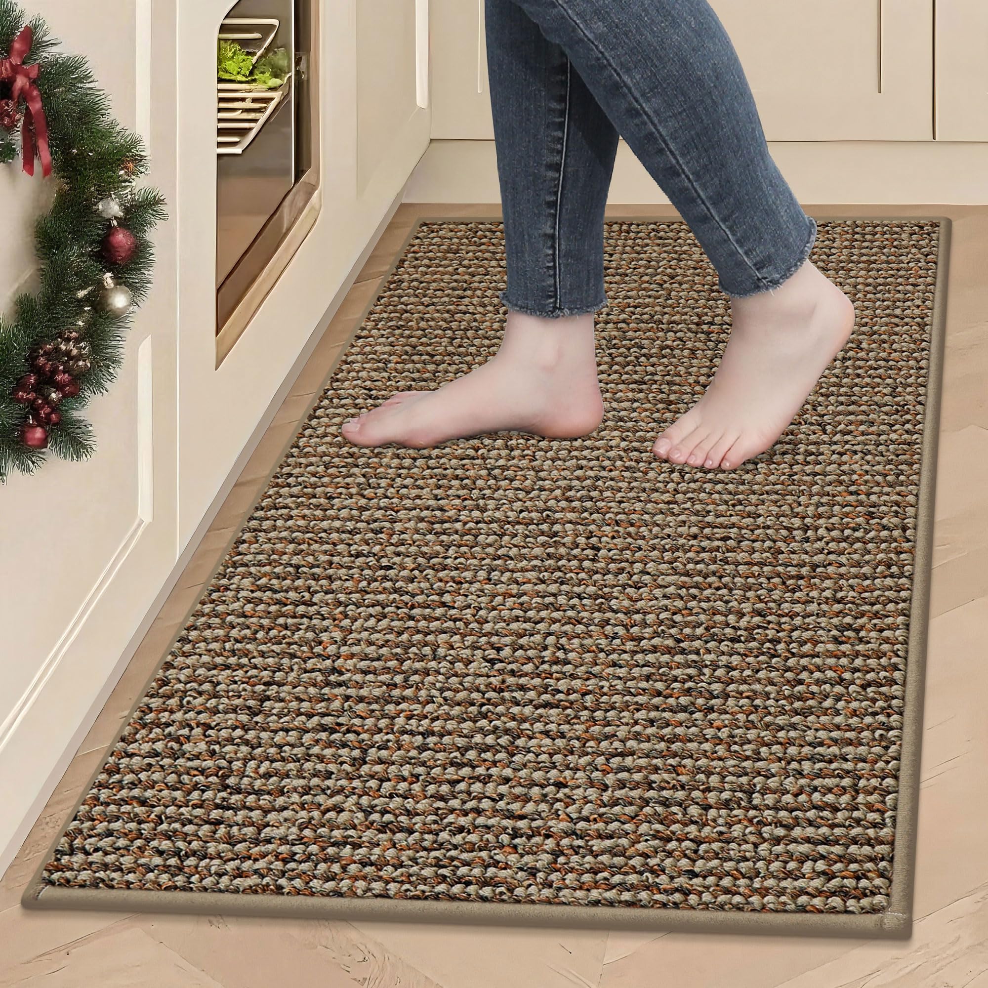 BEQHAUSE kitchen rug 24x36 absorbent surface handles spills efficiently.