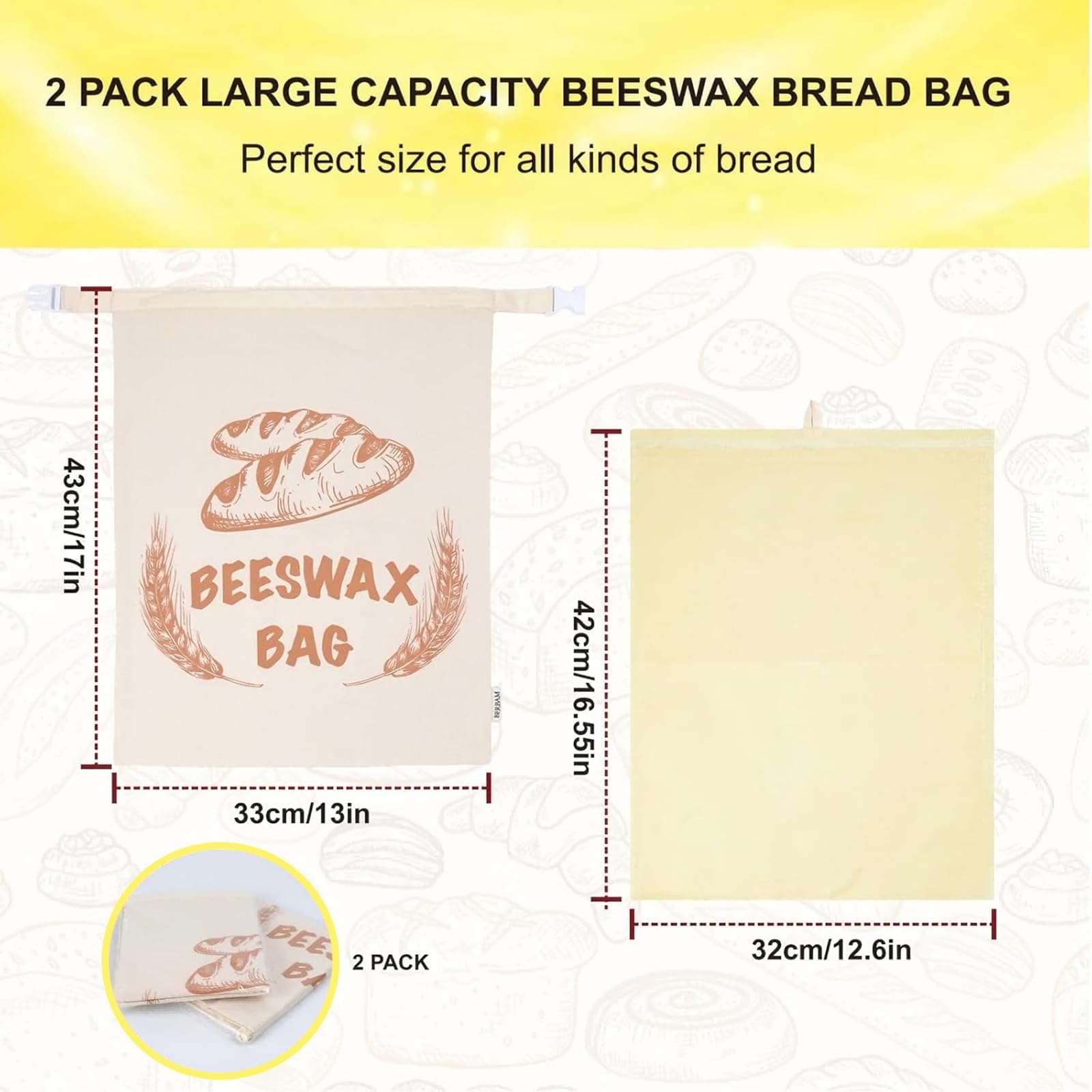 BERBAM beeswax bread bag with replaceable liner for long-lasting use.