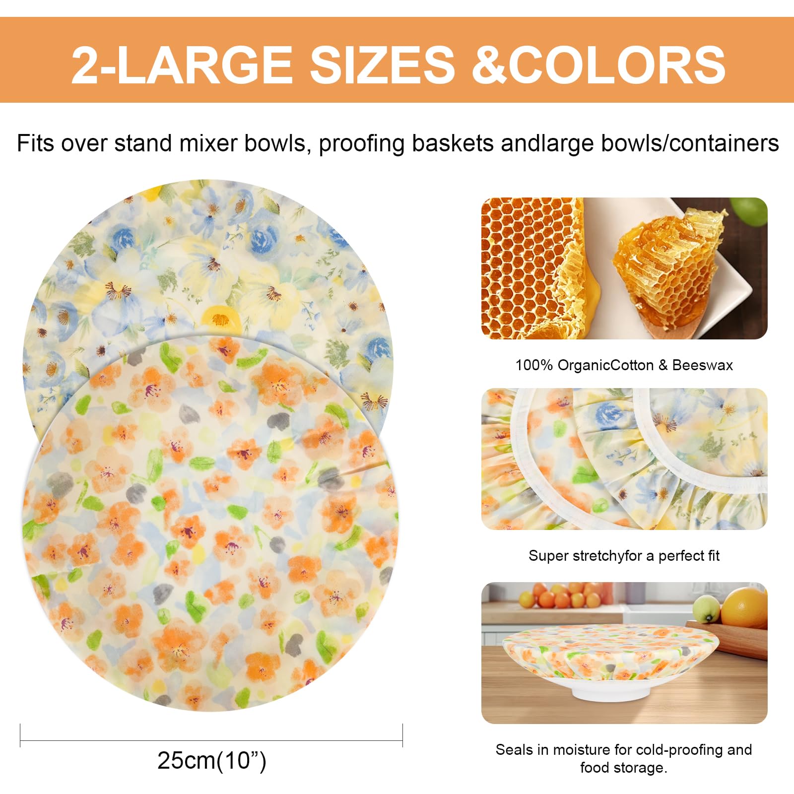 BERBAM elastic-rim bowl cover fits a variety of bowls for a tight seal