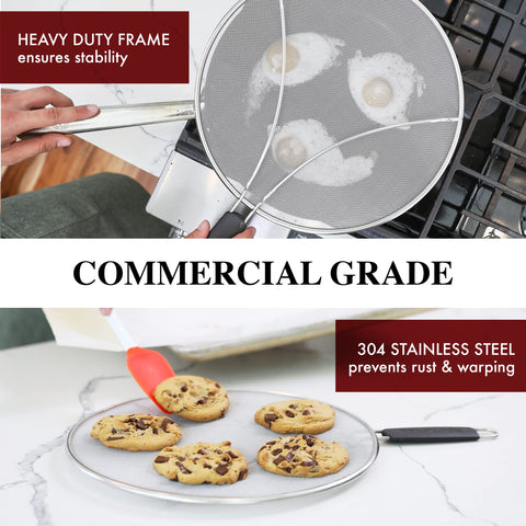 BergKoch bacon sizzle guard keeps oil contained during breakfast fry.