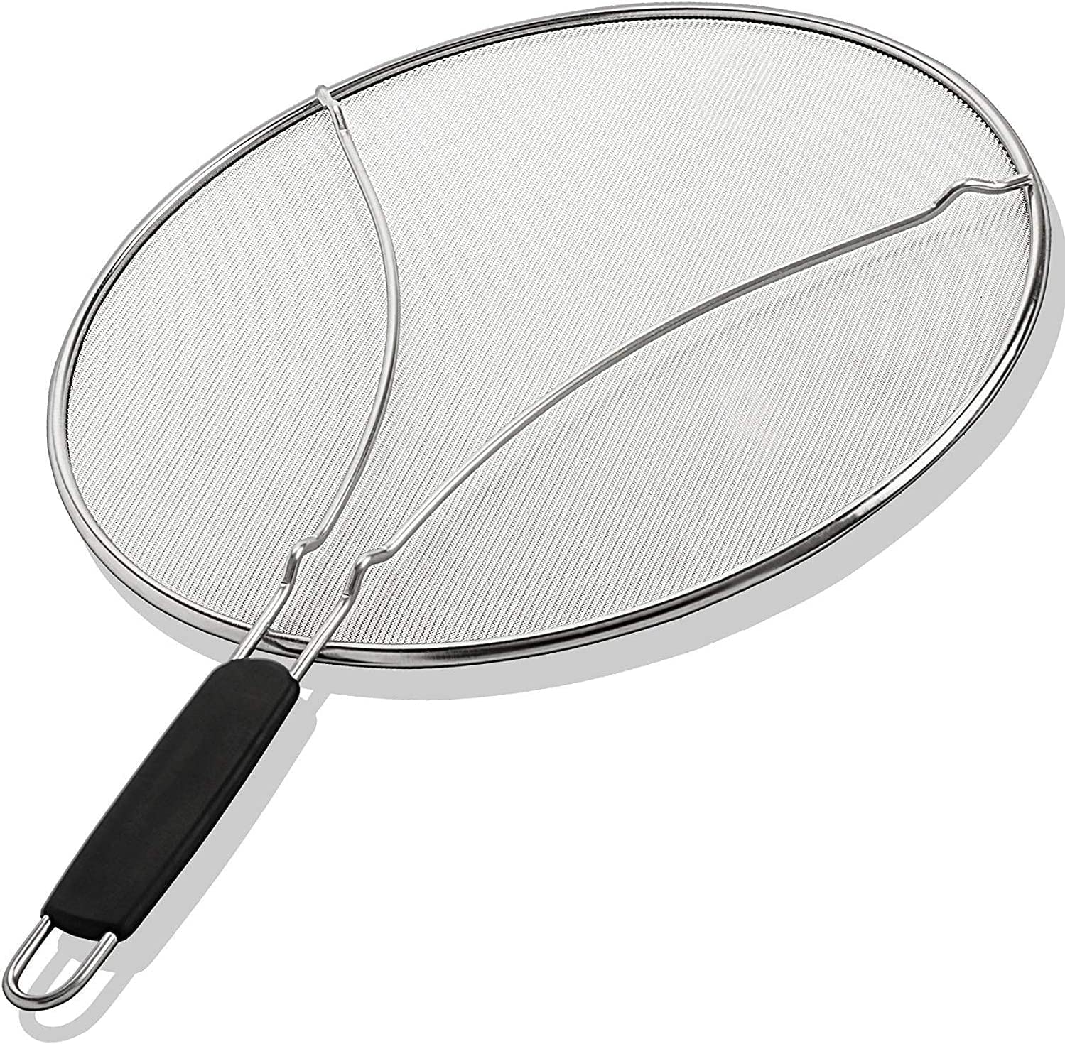 BergKoch splatter screen 15inch on a pan to reduce oil splatter during frying