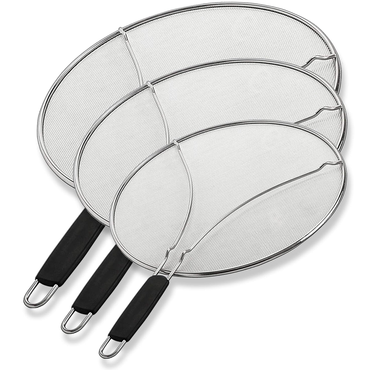 BergKoch Splatter Screen on a 9.5-inch pan protects hands from hot oil splatter.