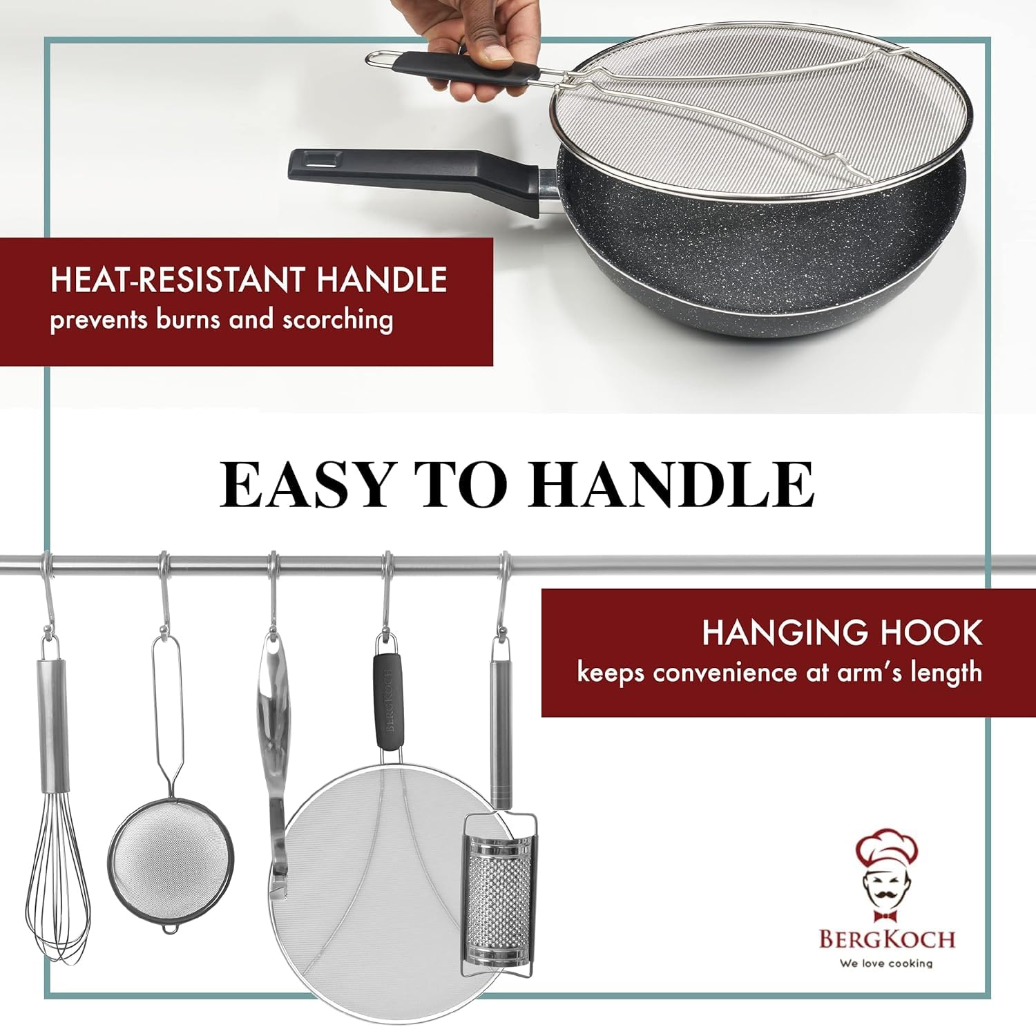 BergKoch Splatter Screen is dishwasher safe for easy cleanup.