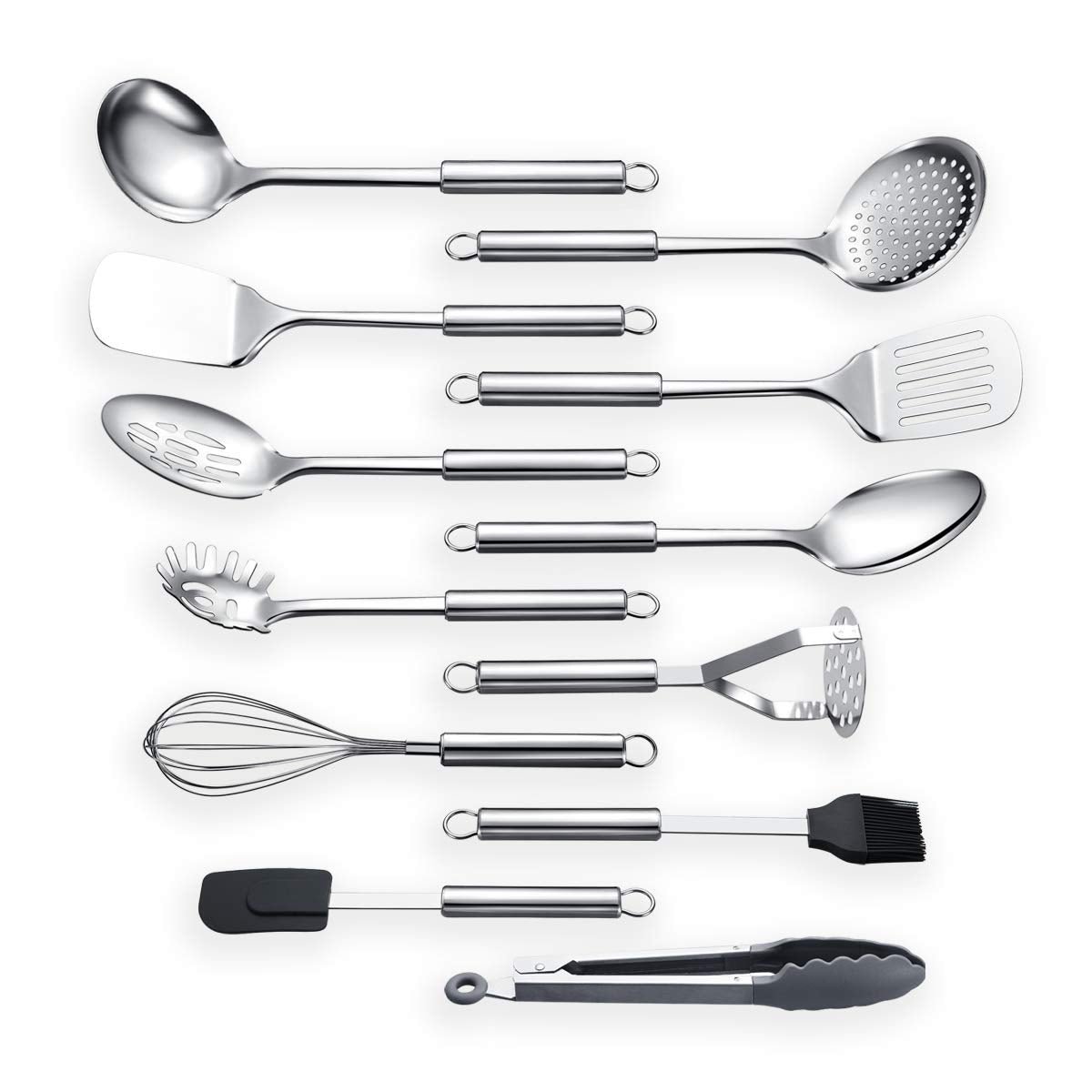 Berglander 12-piece utensil set skimmer with polished steel for easy draining