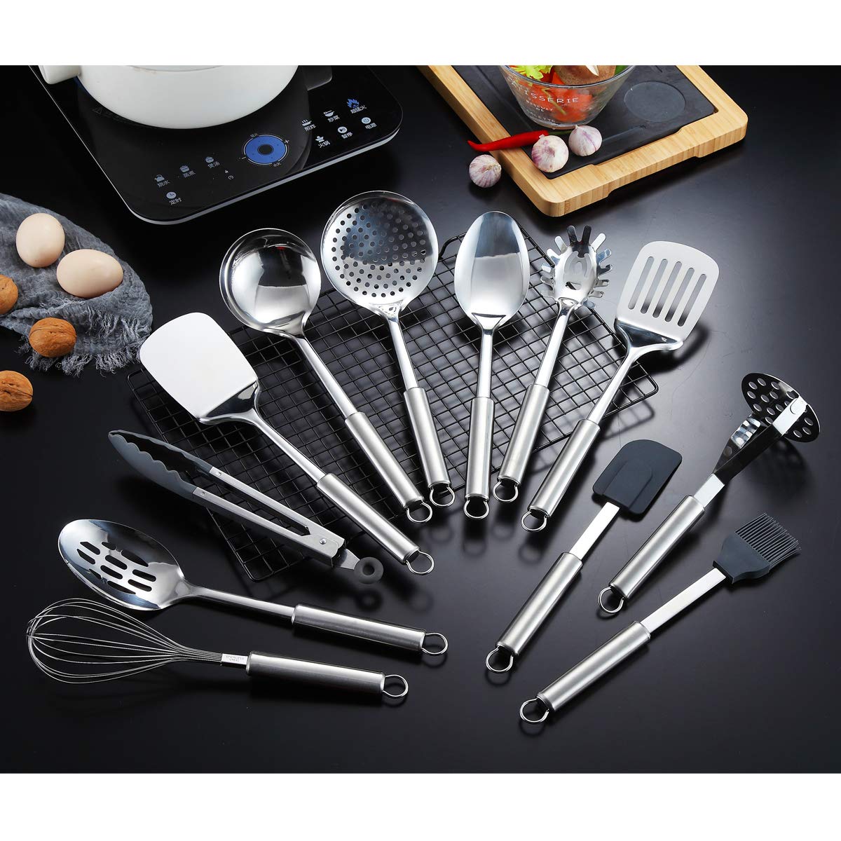 Berglander 12-piece set slotted turner with mirror polish for flipping