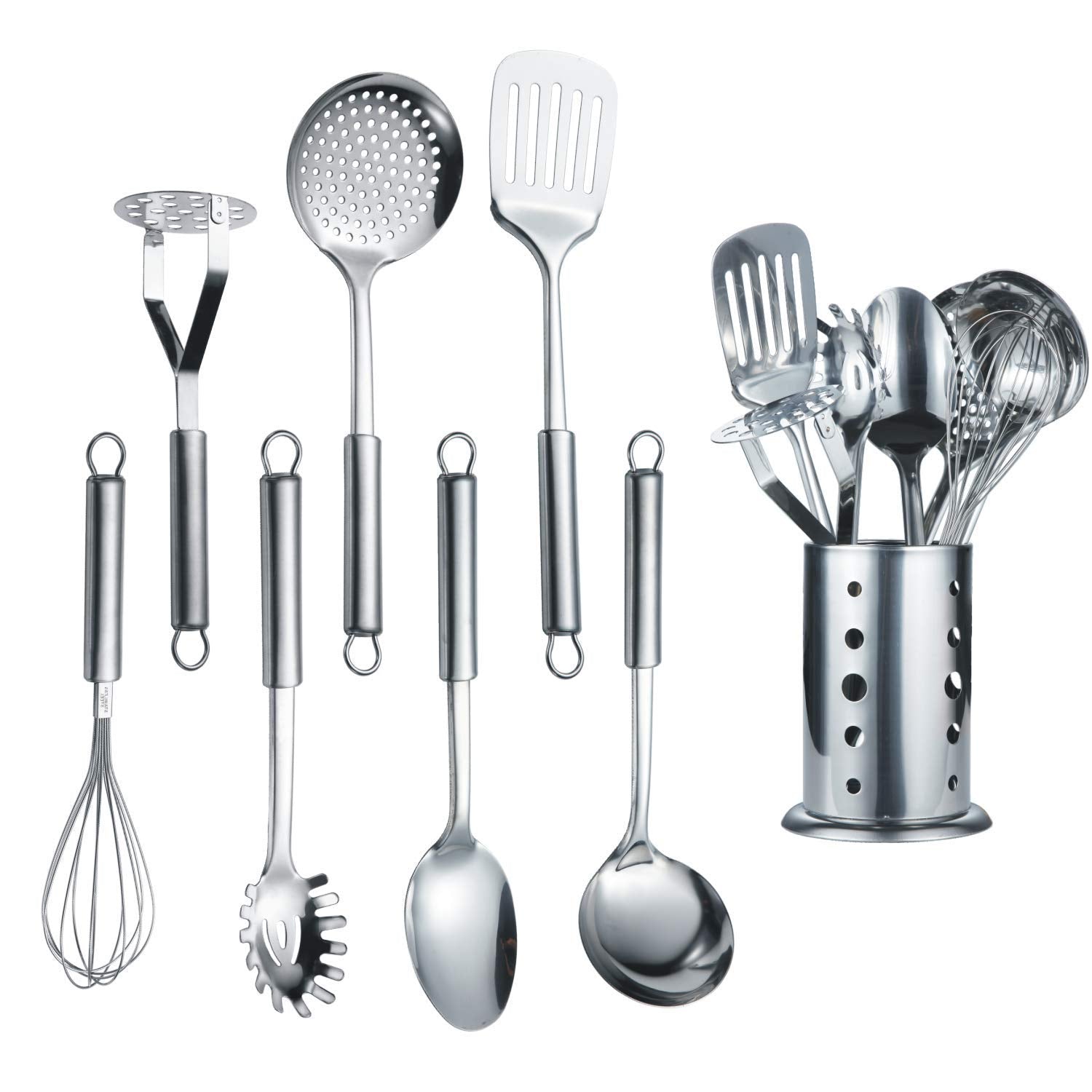 Berglander 8-piece utensil set with a dazzling mirror finish for stylish kitchen prep.
