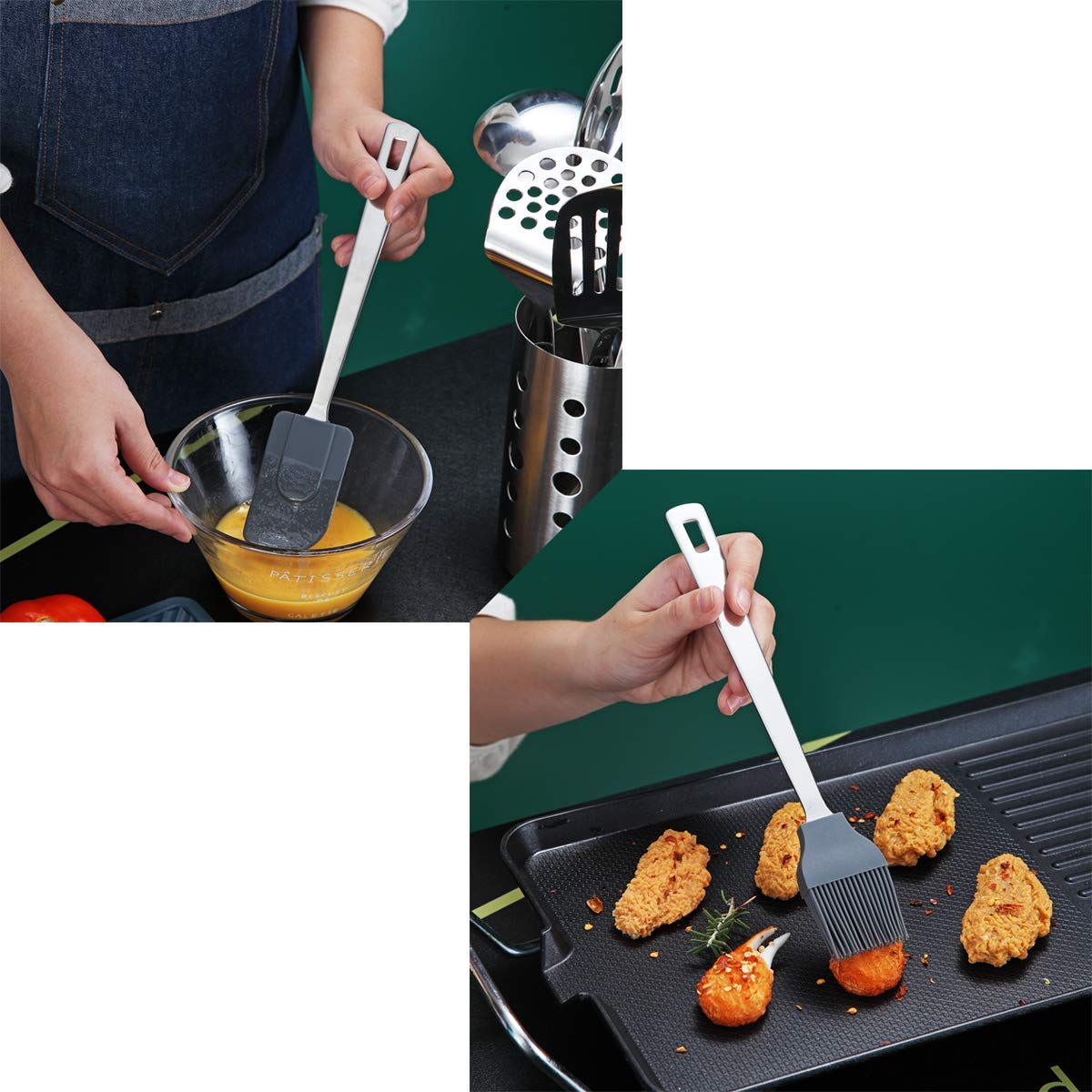 Berglander Mirror Finish Utensil Holder enhances kitchen display and organization.