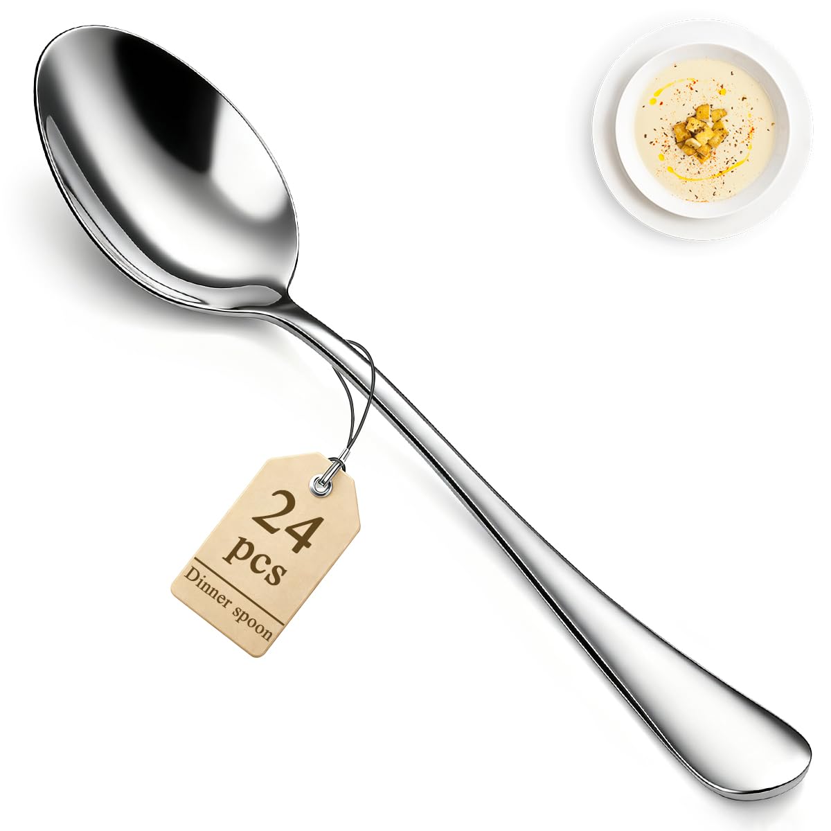 Berglander stainless steel spoons with a mirror finish for formal dining.