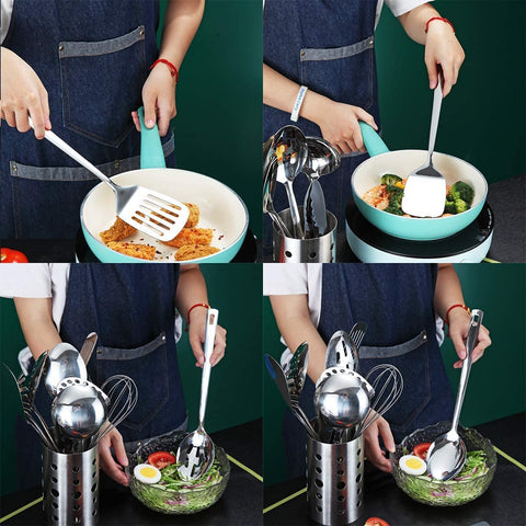 Berglander slotted spoon drains broth while cooking