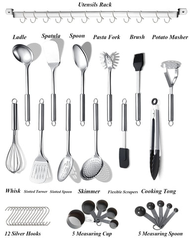 Berglander stainless steel utensils close-up, precision edges ideal for flipping and stirring.