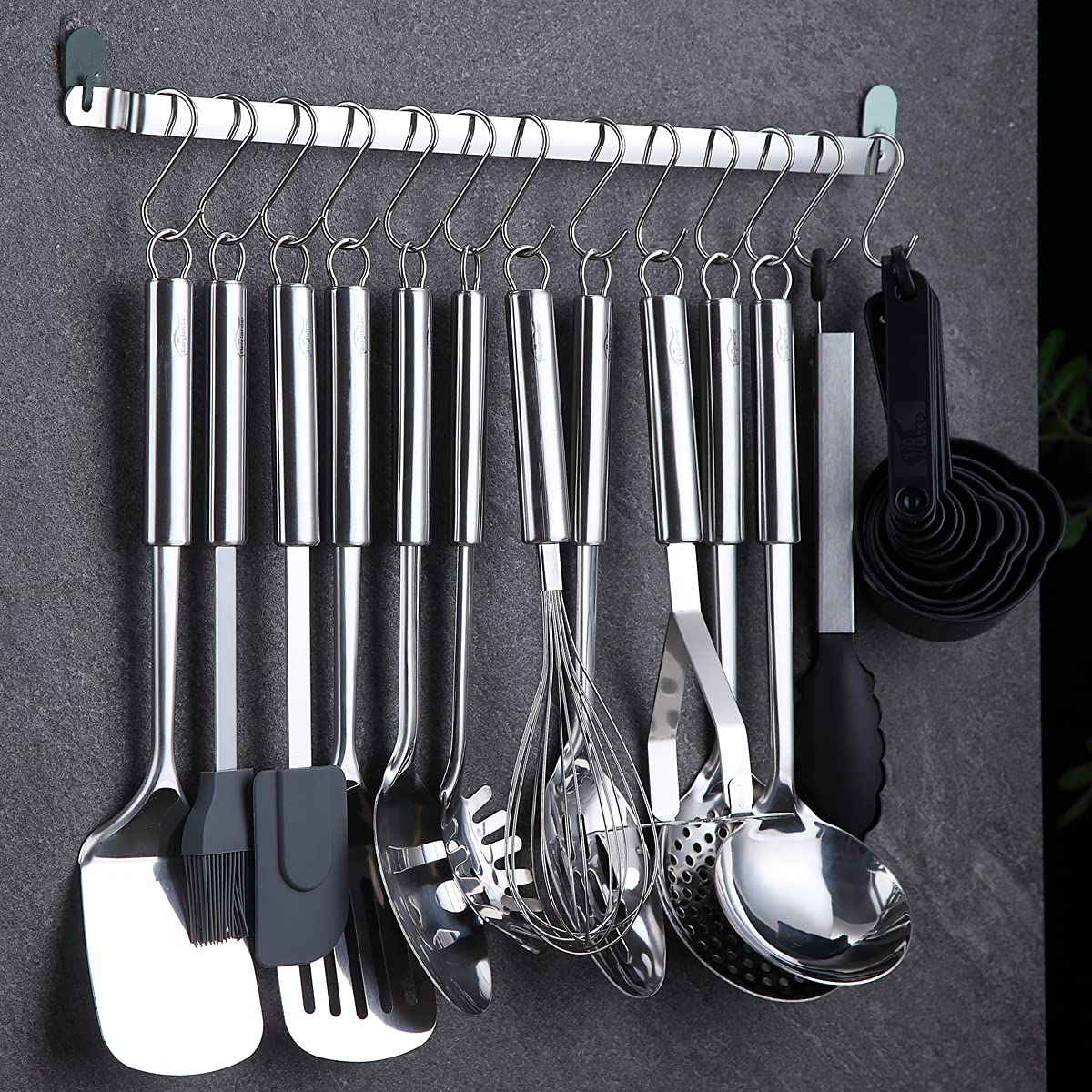 Berglander utensil rack with hooks for organized counter storage.