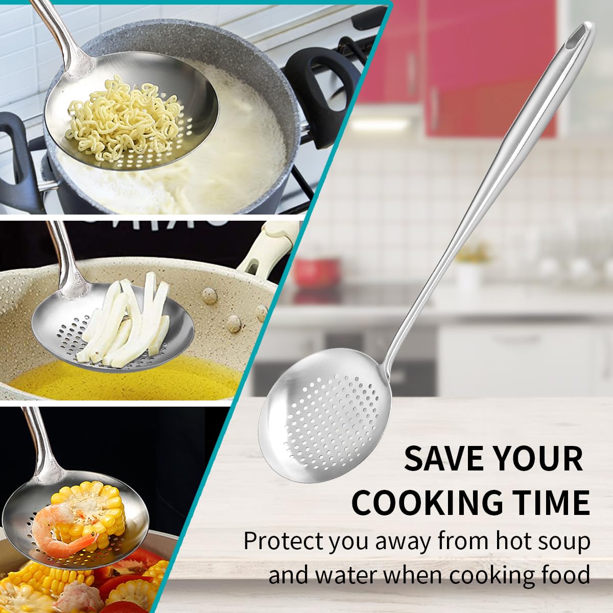 Berglander Wok Spatula Set ergonomic grip reduces fatigue during cooking.