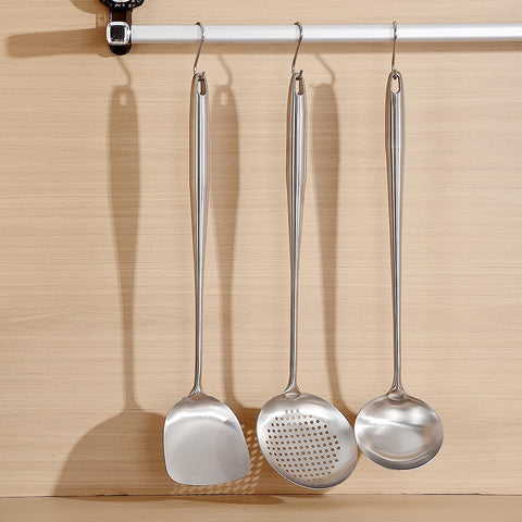 Berglander Wok Spatula Set in-use scene with all three tools.