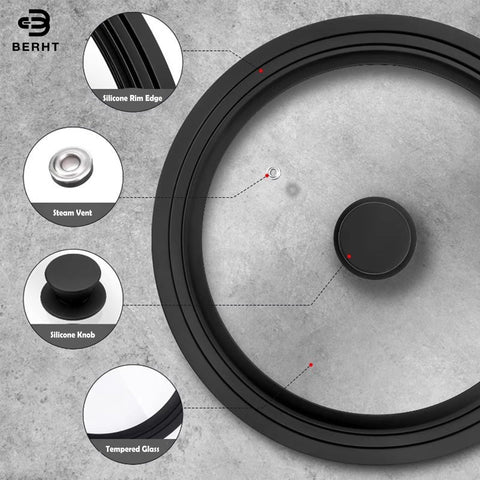 BERHT universal lid on a 9.5-inch pan keeps moisture in during simmer