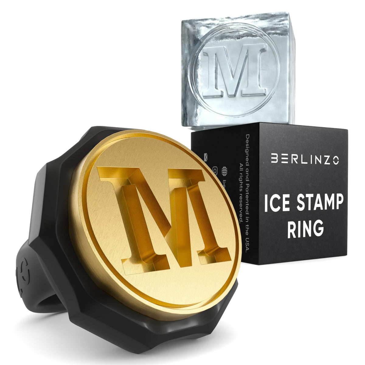 Berlinzo M Letter Ice Stamp brass head close-up showing crisp M-shaped ice.