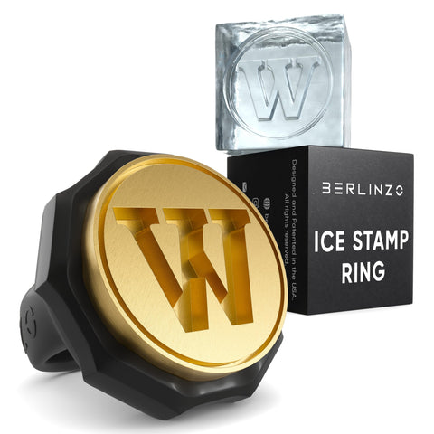 Berlinzo W-letter ice stamp creates crisp cube impressions for whiskey