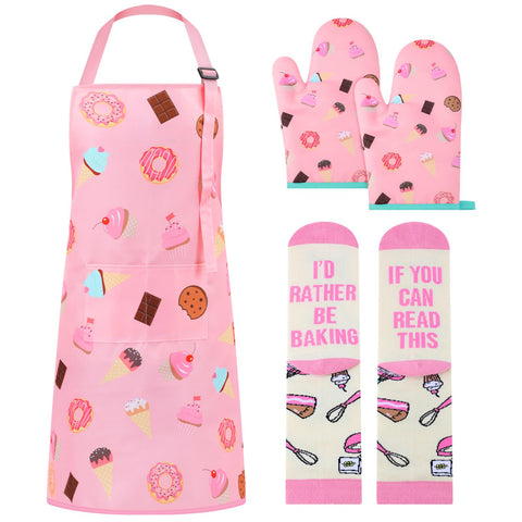 Berlune pink apron from the baking gift set for comfortable, mess-friendly baking sessions