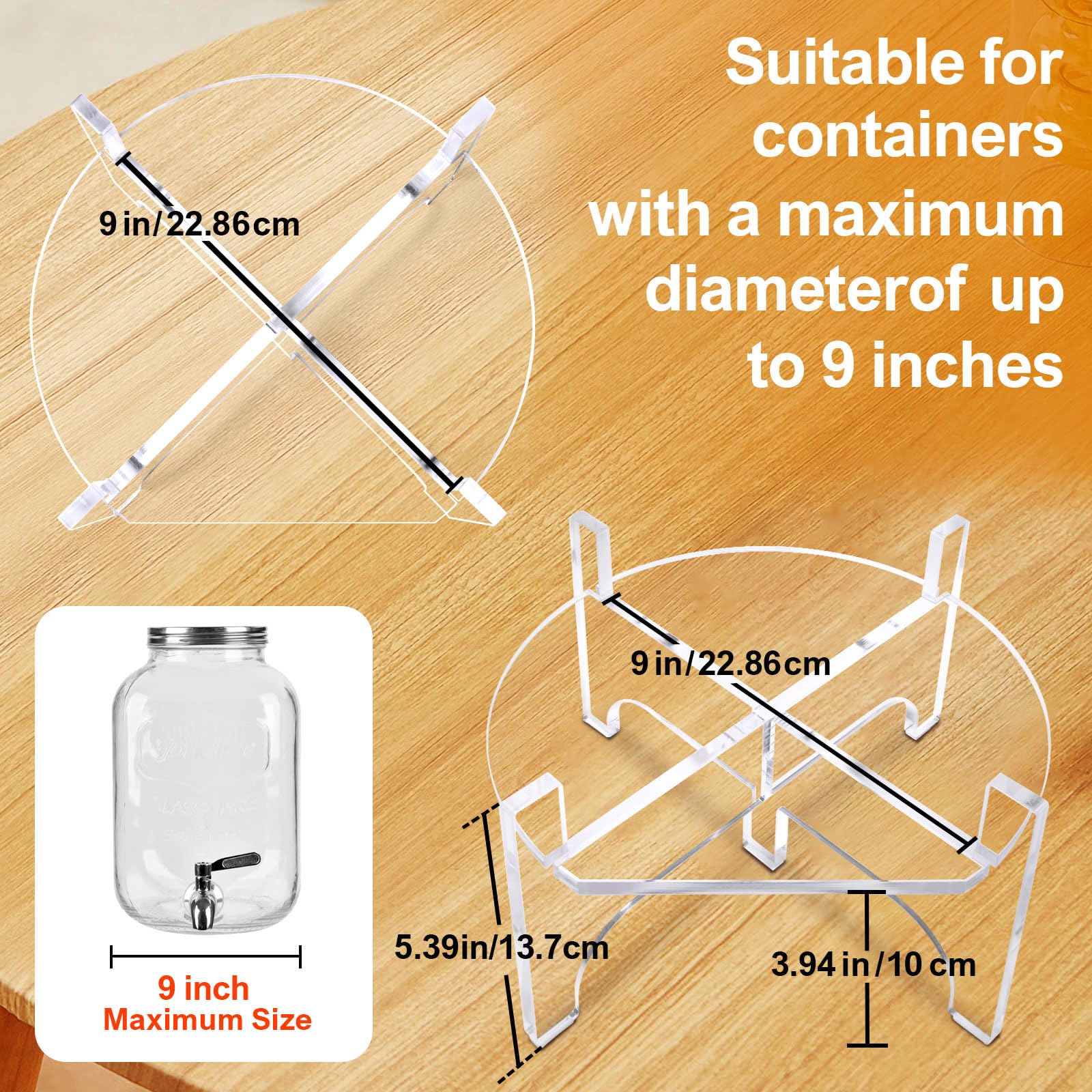 BESHIGH 8mm beverage dispenser stand side view fits 9-inch dispensers for stability