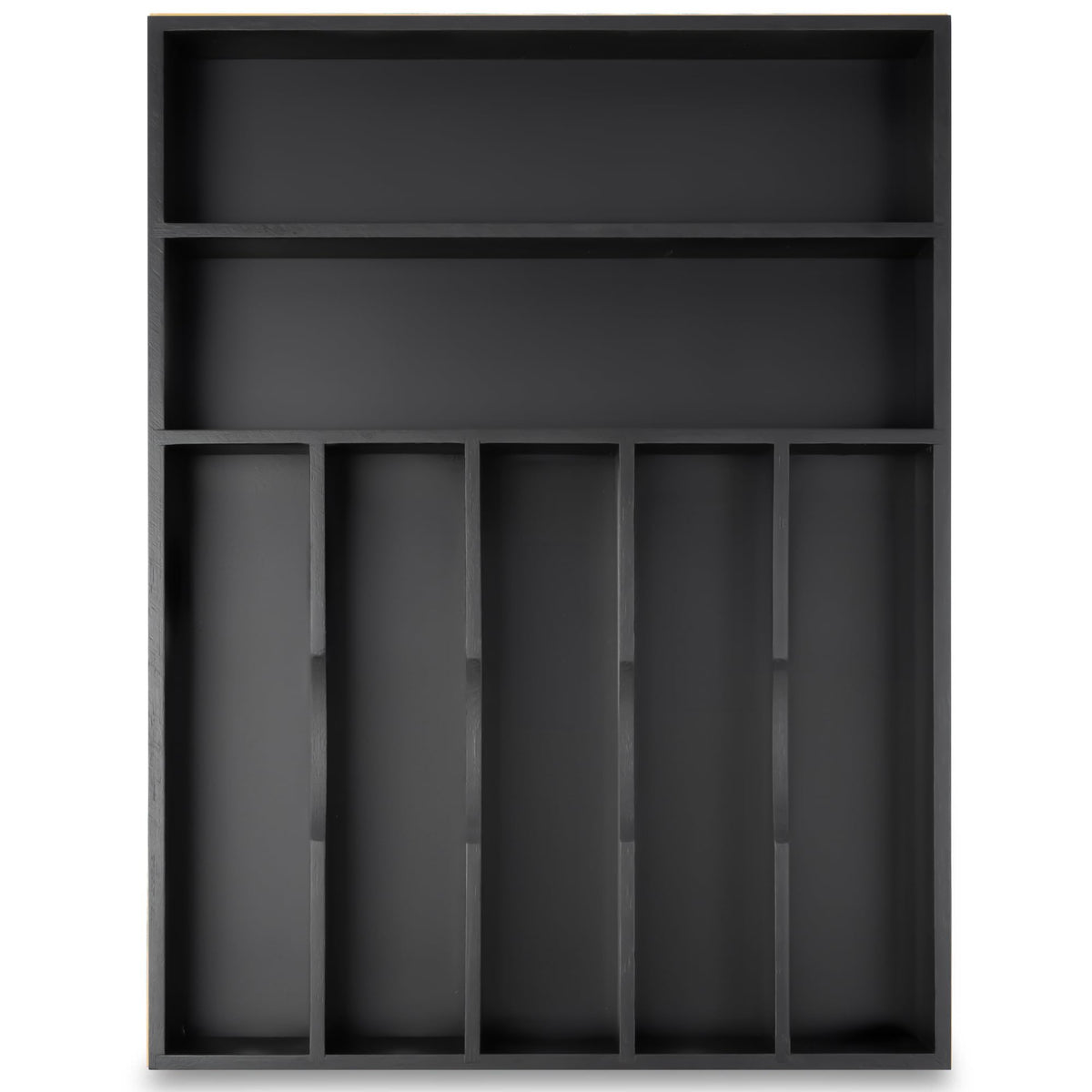 Besilord bamboo silverware organizer in a drawer with 7 slots for easy utensil access.