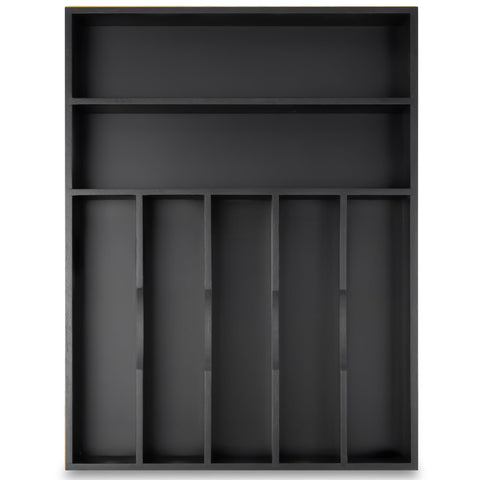 Besilord bamboo silverware organizer in a drawer with 7 slots for easy utensil access.