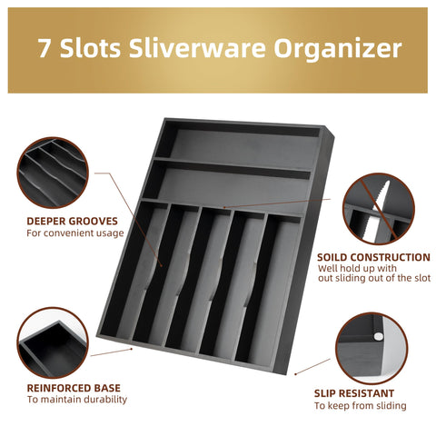 Besilord drawer organizer in use showing non-slip pads stabilizing a full tray.