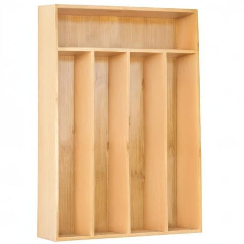 Natural bamboo finish blends with countertops for timeless style.
