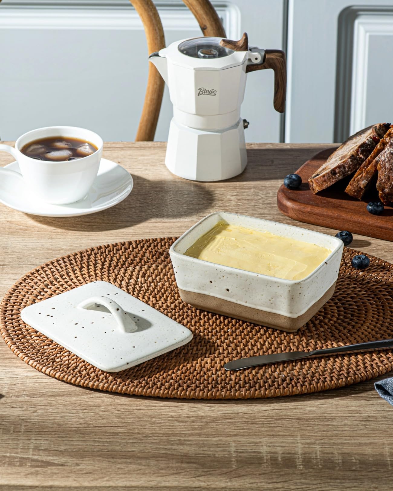 Besmeety butter dish holds two bars of butter for gatherings.