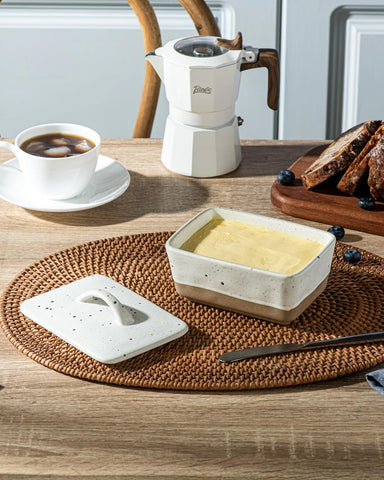 Besmeety butter dish holds two bars of butter for gatherings.