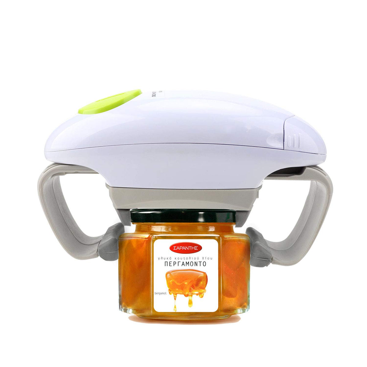 Besmon Electric Jar Opener front view on white body helps open jars easily.