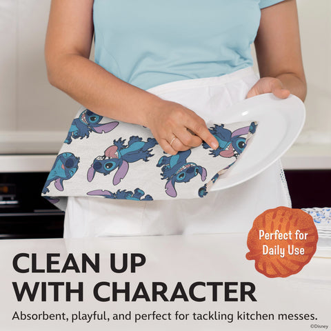 Best Brands Disney Kitchen Towels close-up showing 100% cotton texture and absorbency.