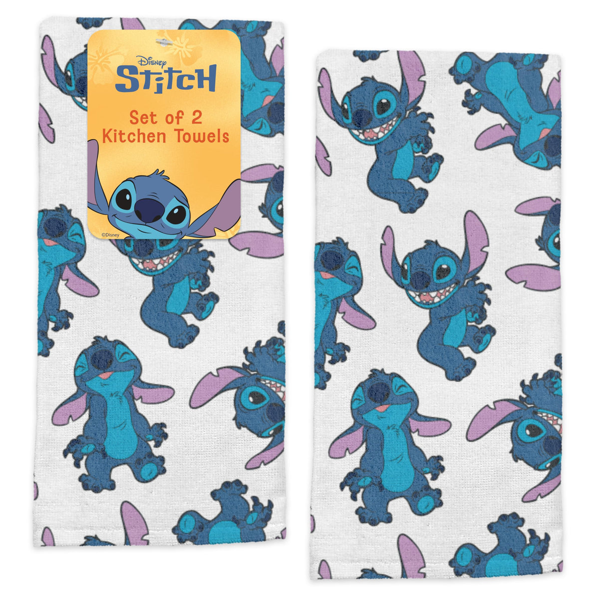 Best Brands Disney Kitchen Towels hero image with Mickey, Minnie and Stitch design for cheerful cleaning.