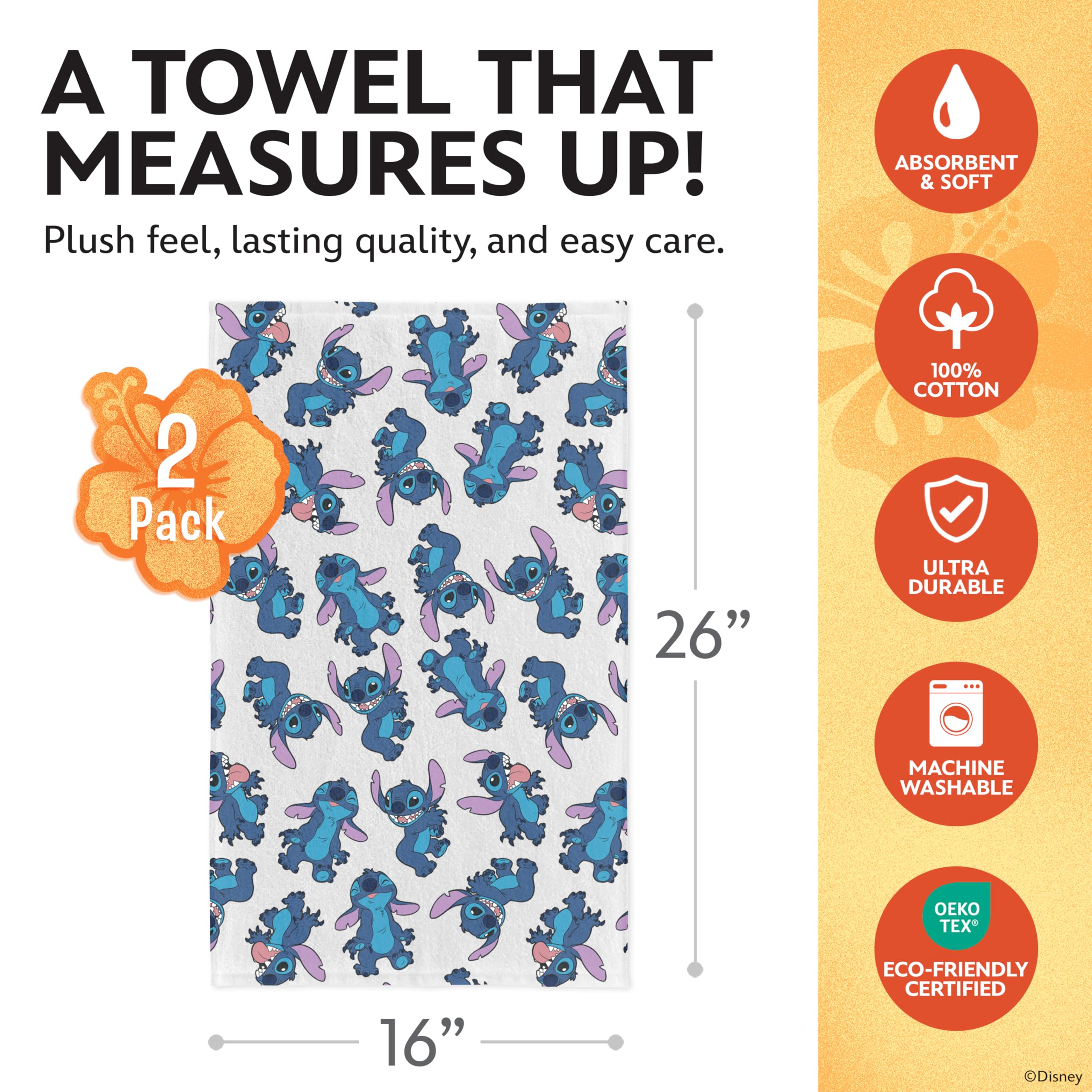 Best Brands Disney Stitch design close-up on towel for daily use.
