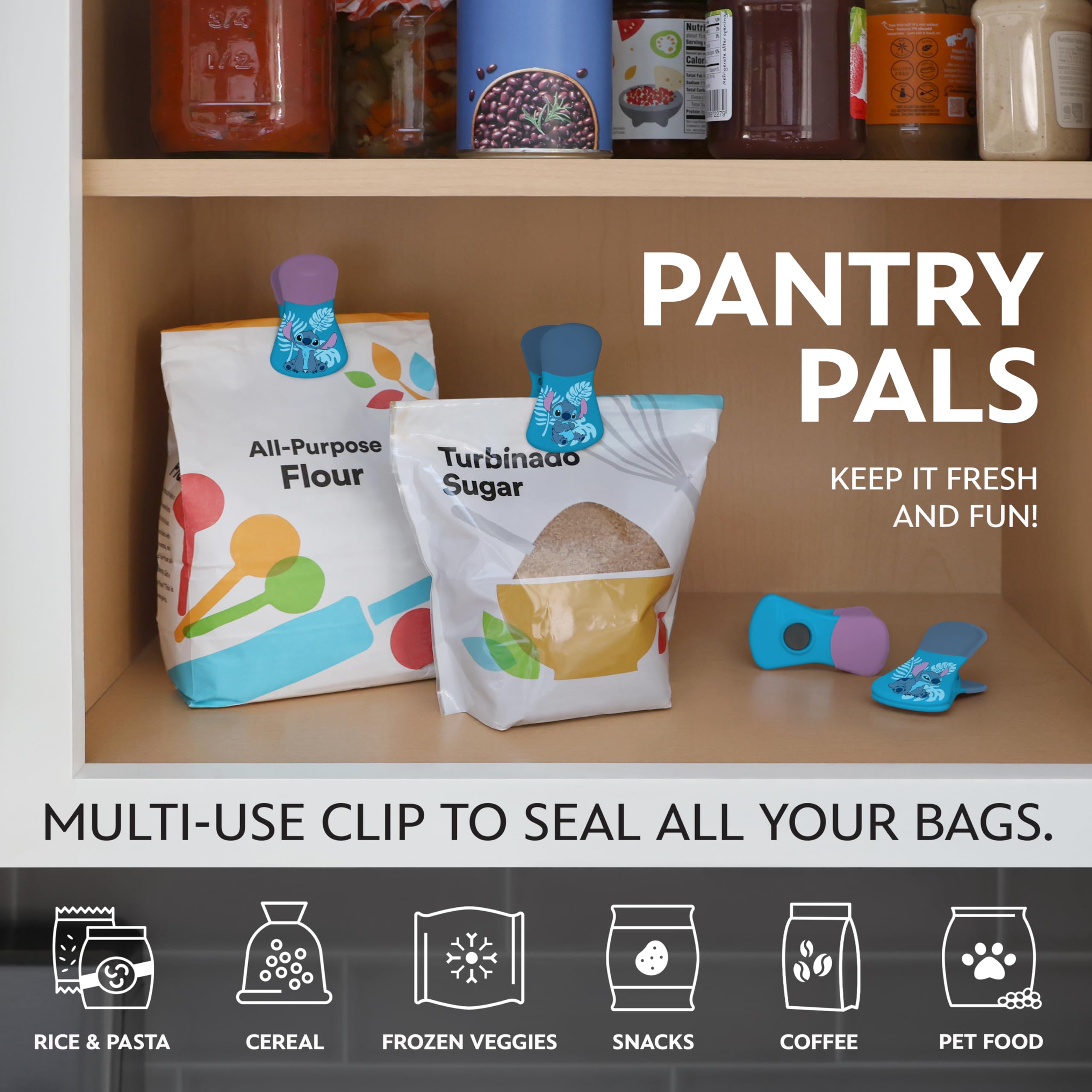Best Brands Disney chip clips on fridge display help organize reminders and snacks