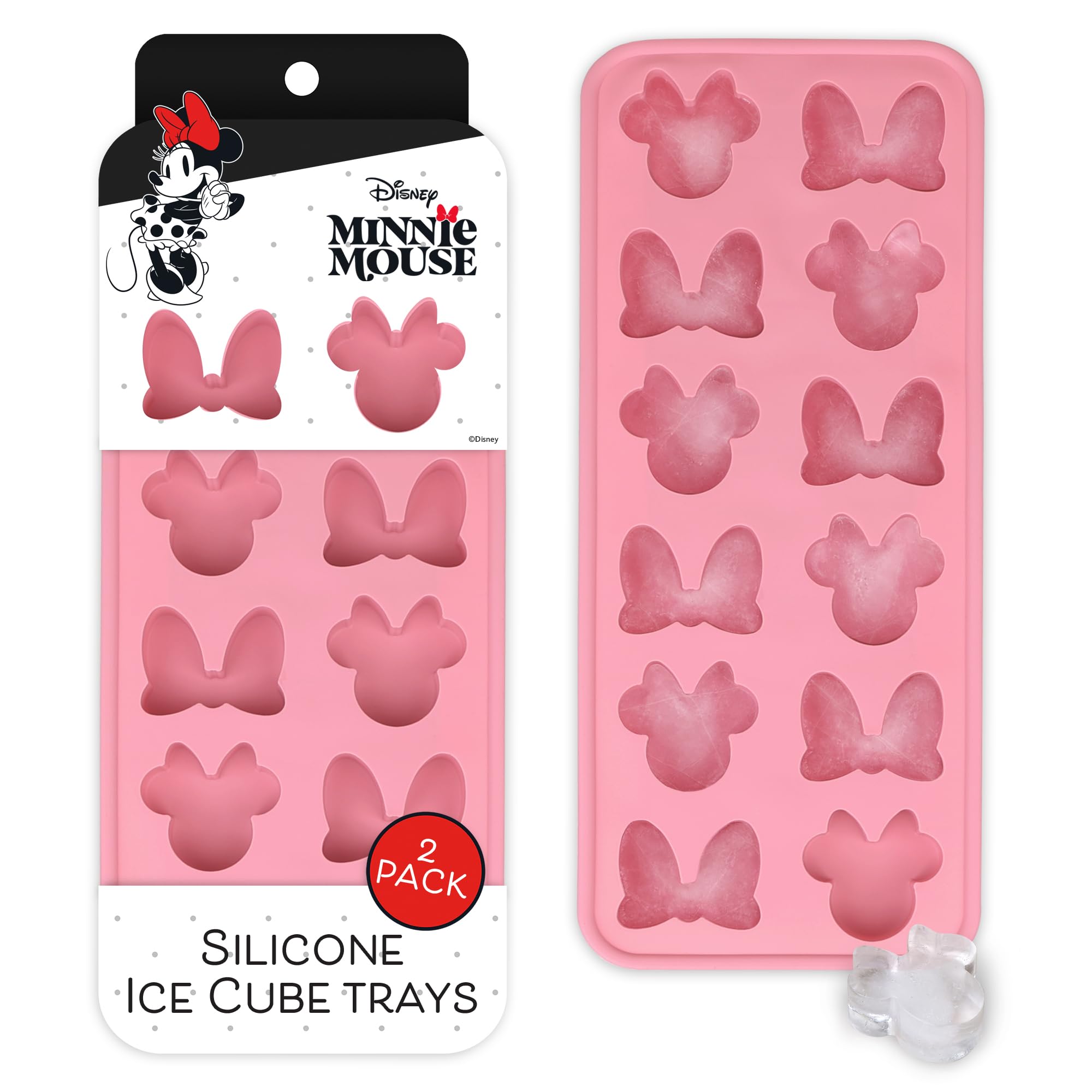 Best Brands Minnie Mouse pink ice tray – easy-release silicone molds for fun cubes.