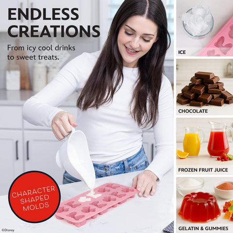 Best Brands Minnie Mouse ice tray pink – dishwasher-safe for quick cleanup.