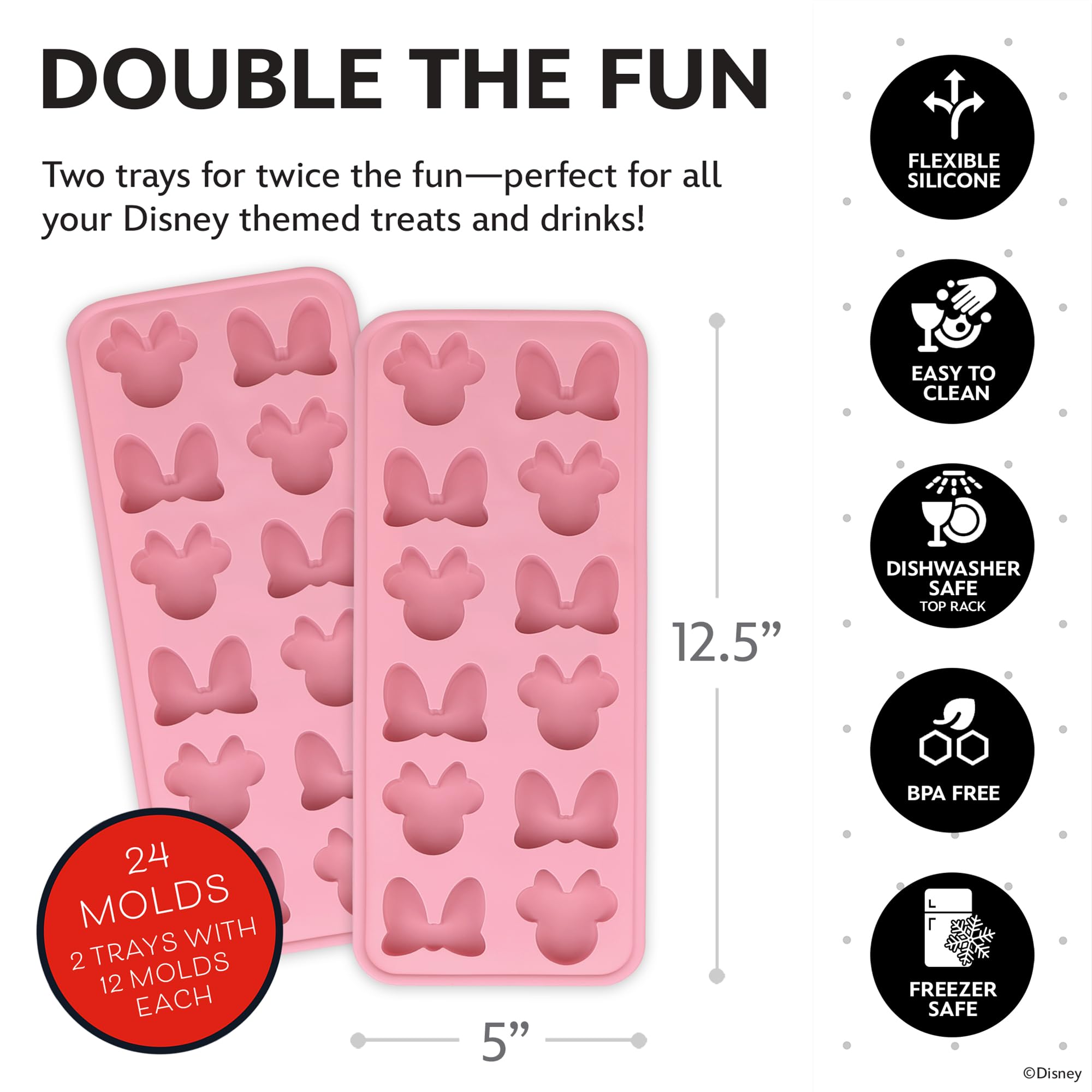 Best Brands Minnie Mouse ice mold set – 24 cubes for parties.