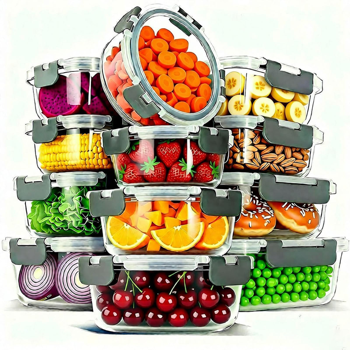 Bestfull rectangular 1040ml glass container for family meals and batch prep