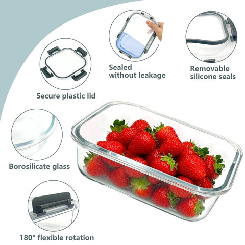 Bestfull rectangular 370ml glass container ideal for snacks and small portions