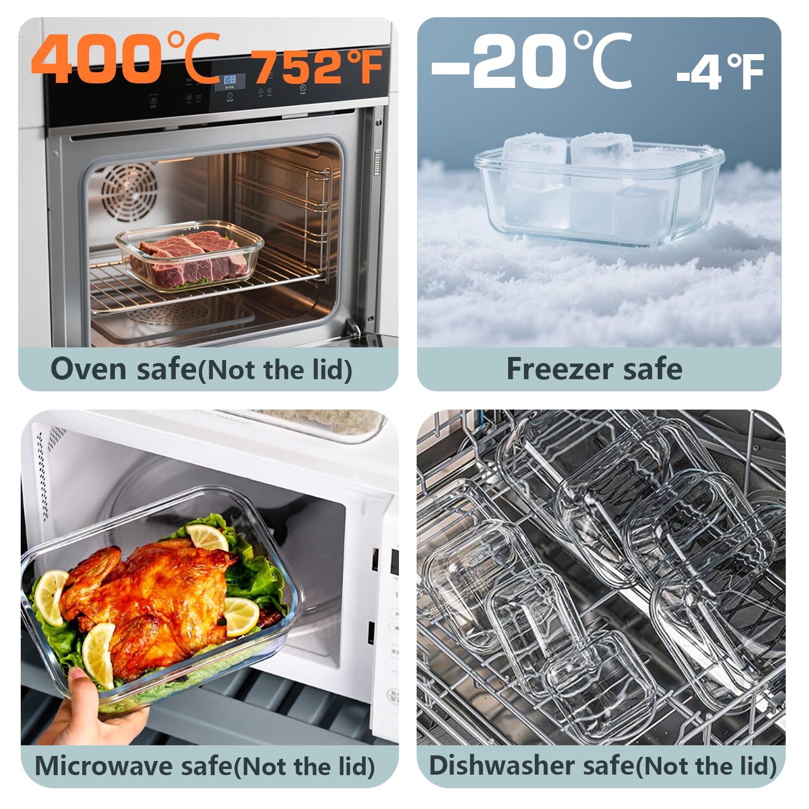Bestfull square 800ml glass container space-saving fridge organizer